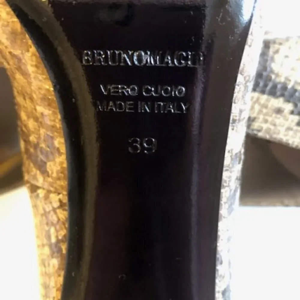 BRUNO MAGLI Vint Y2K Couture Genuine Python Stiletto Pump Peep-toe Roccio 8.5